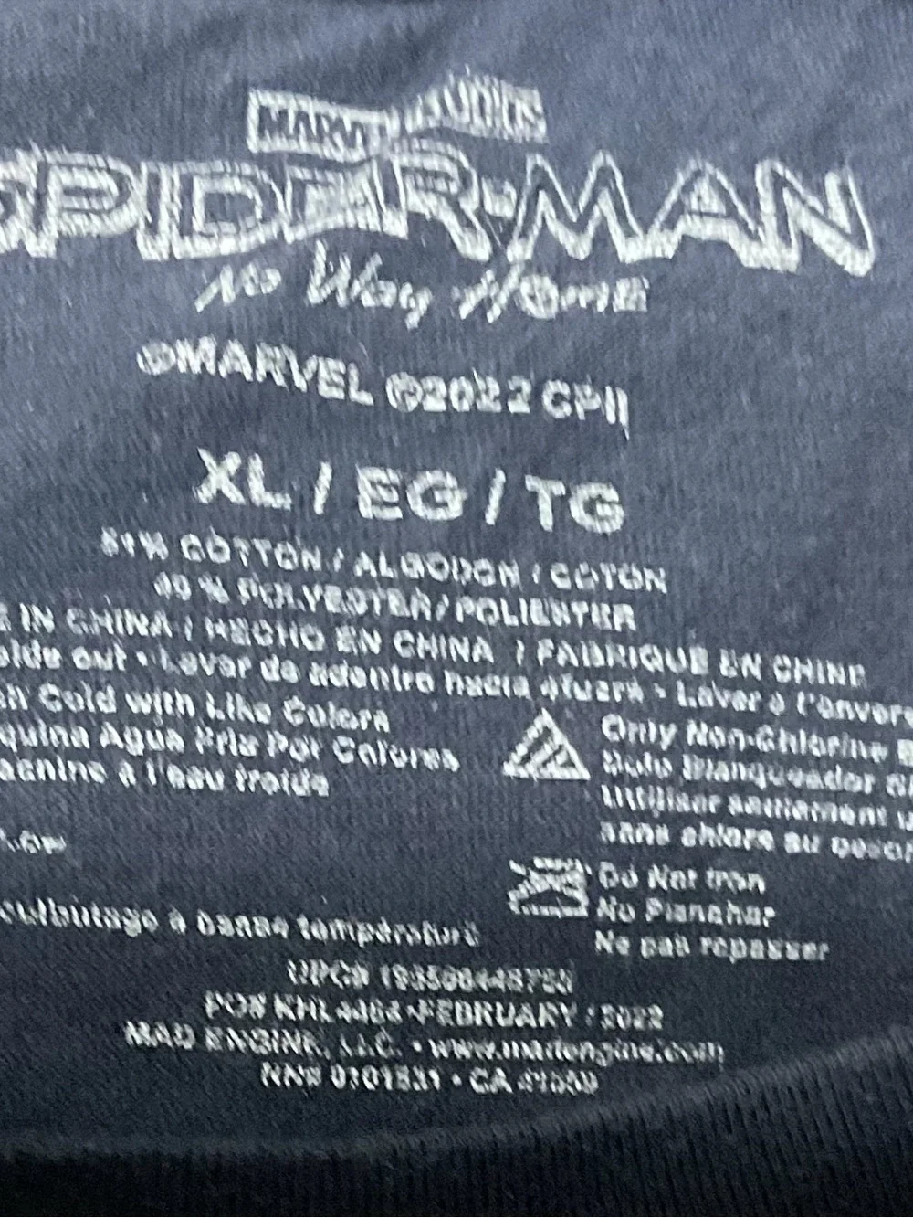 Spider-Man Graphic Kids Costume Tee - Navy Blue Sz XL